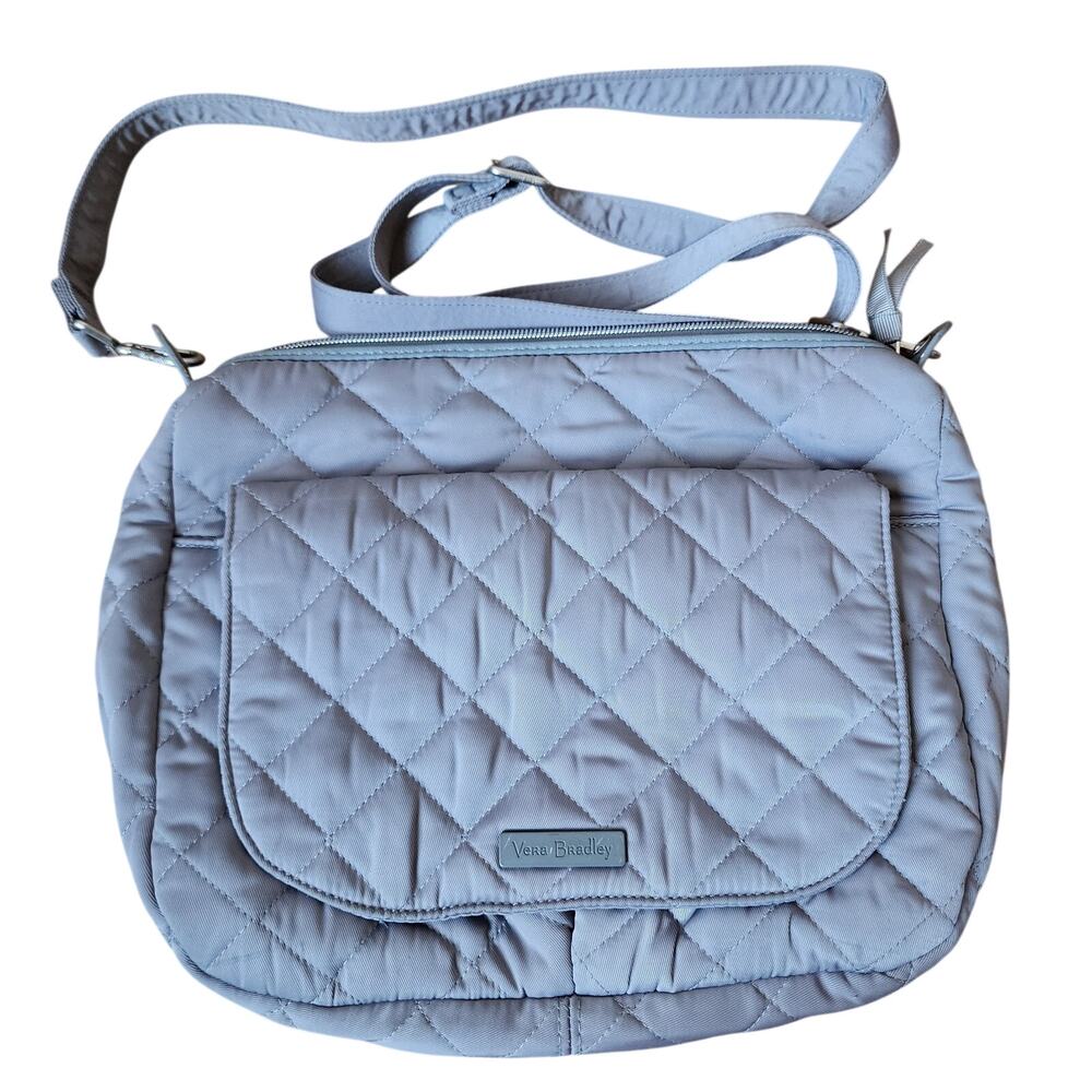 Vera Bradley Carson Shoulder Bag Crossbody Purse Quilted Gray Handbag